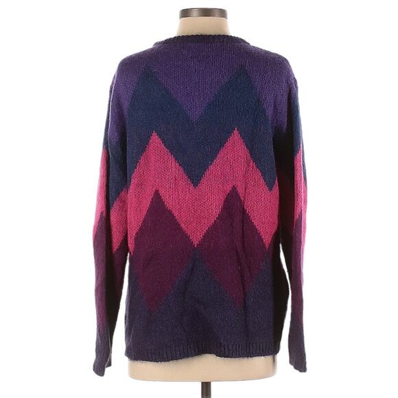 Gemelli Sweater Chevron Mohair Blend Crewneck Purple Blue Pink Women's Small - Picture 2 of 11